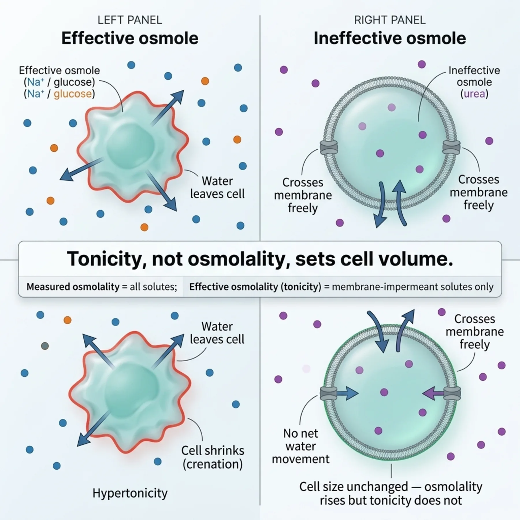 Figure 1.2 - Tonicity, Not Osmolality, Sets Cell Volume