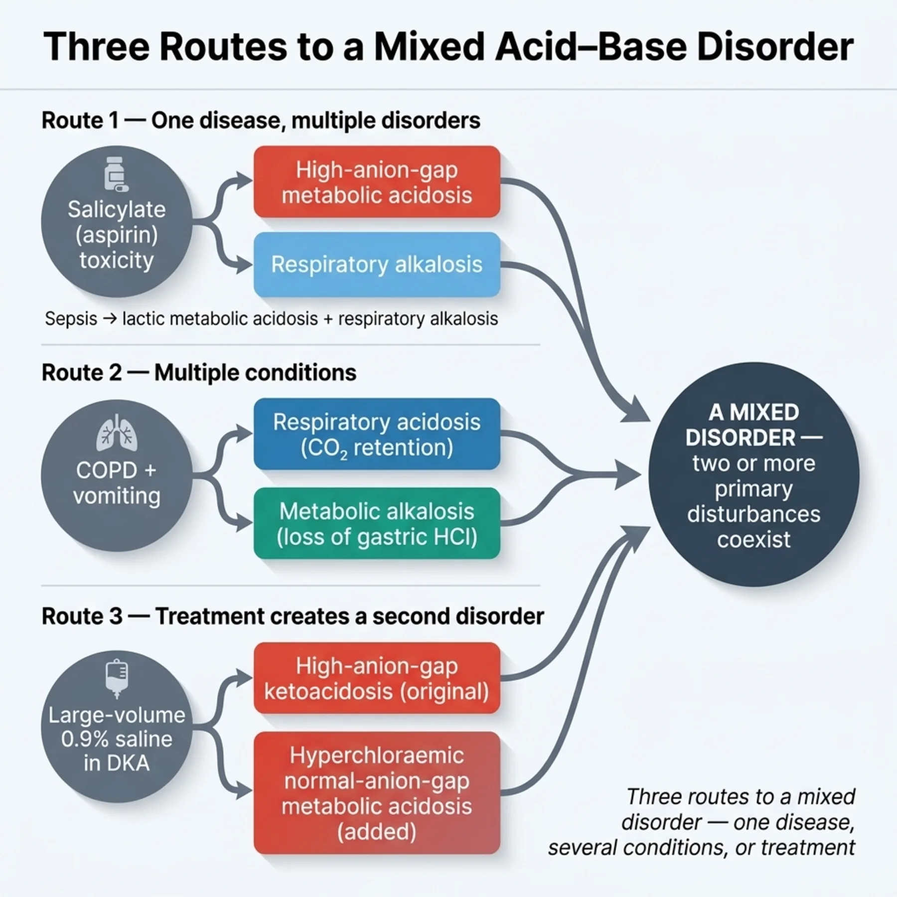 Figure 13.1 - Three Routes to a Mixed Acid–Base Disorder