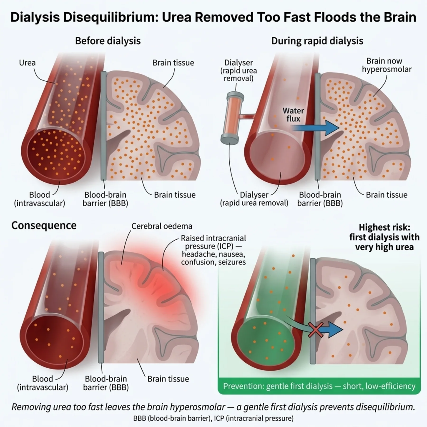 Figure 16.3 - Dialysis Disequilibrium - Urea Removed Too Fast Floods the Brain