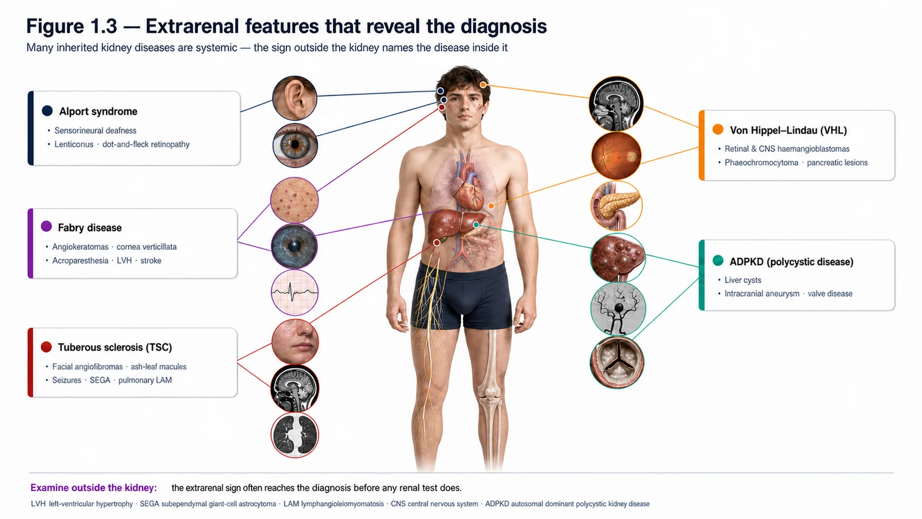 Figure 1.3 - Extrarenal features that reveal the diagnosis