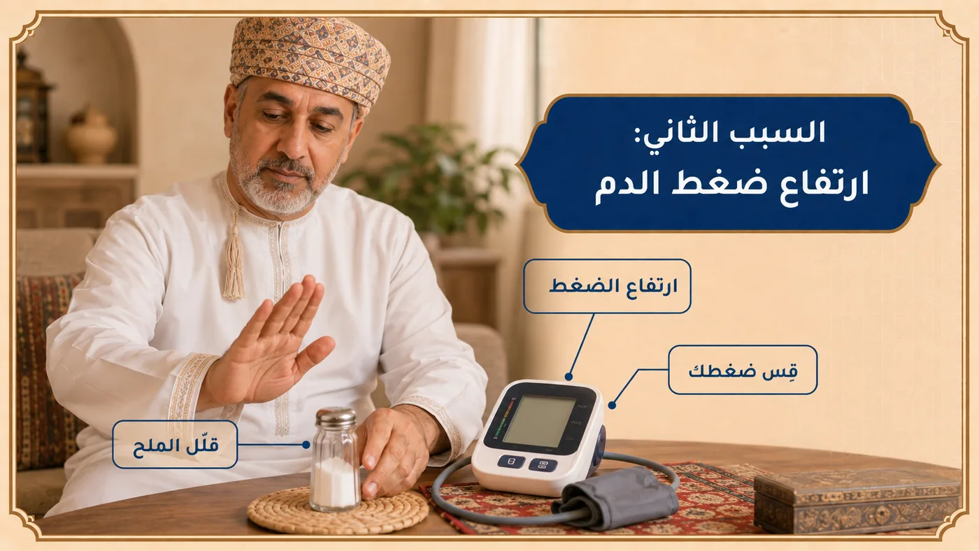 السبب الثاني — ارتفاع ضغط الدم