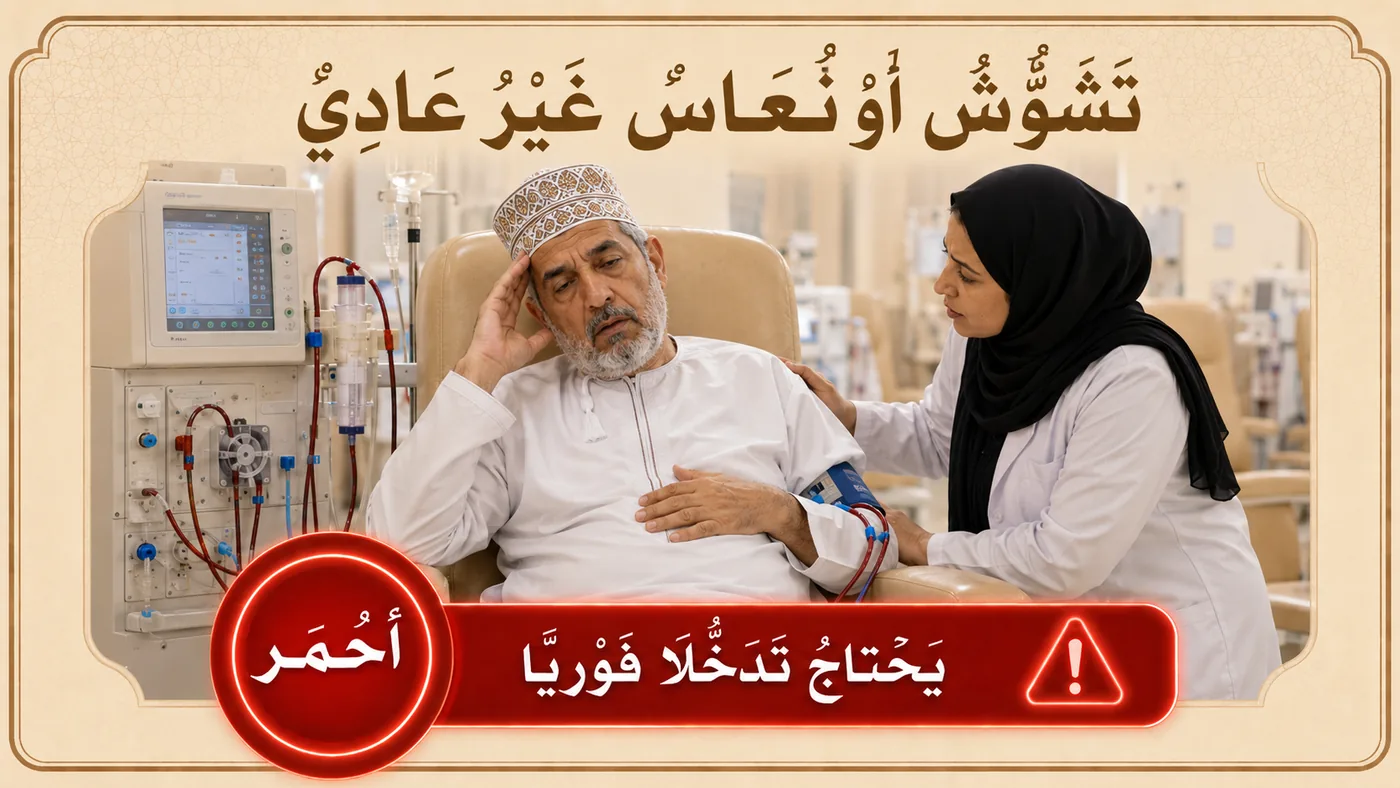 تَشَوُّشٌ أَو نُعاسٌ غَير عادي — أَحمر