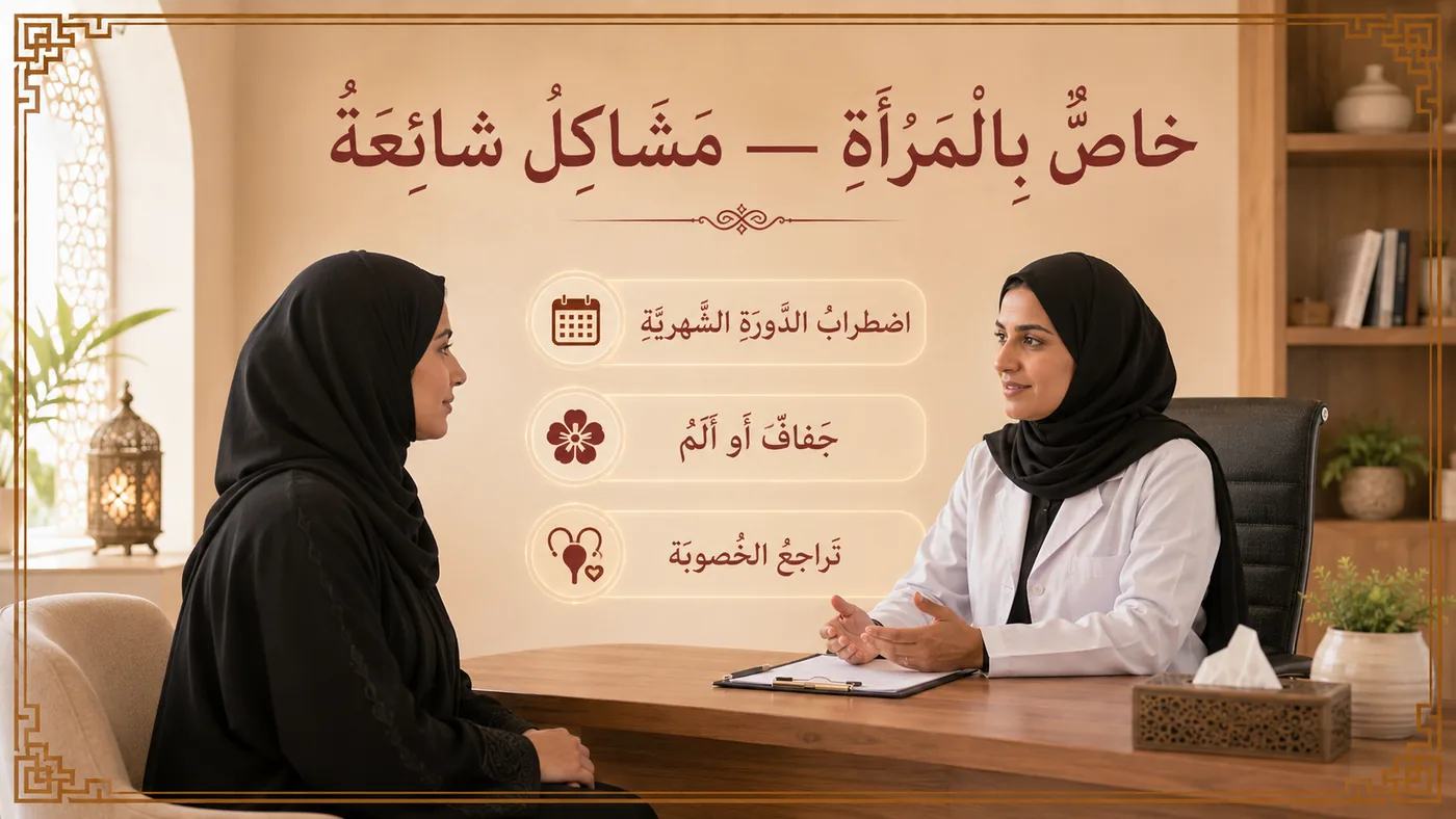 خاصٌّ بالمَرأَة — مَشاكلُ شائعَة